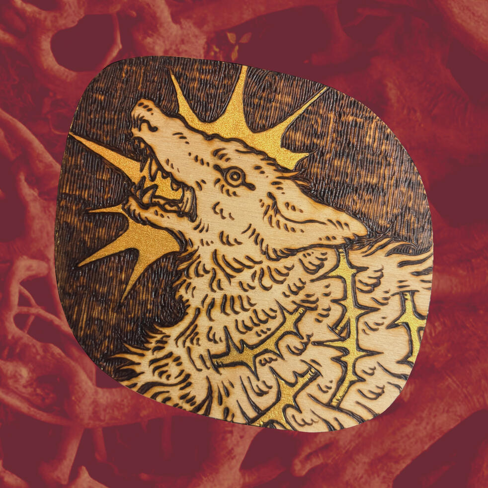 Silent Howl - woodburnt plaque