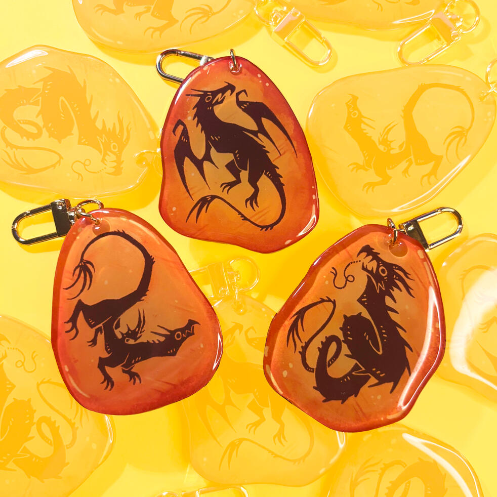 Amber Dragon Trio - Keychains
