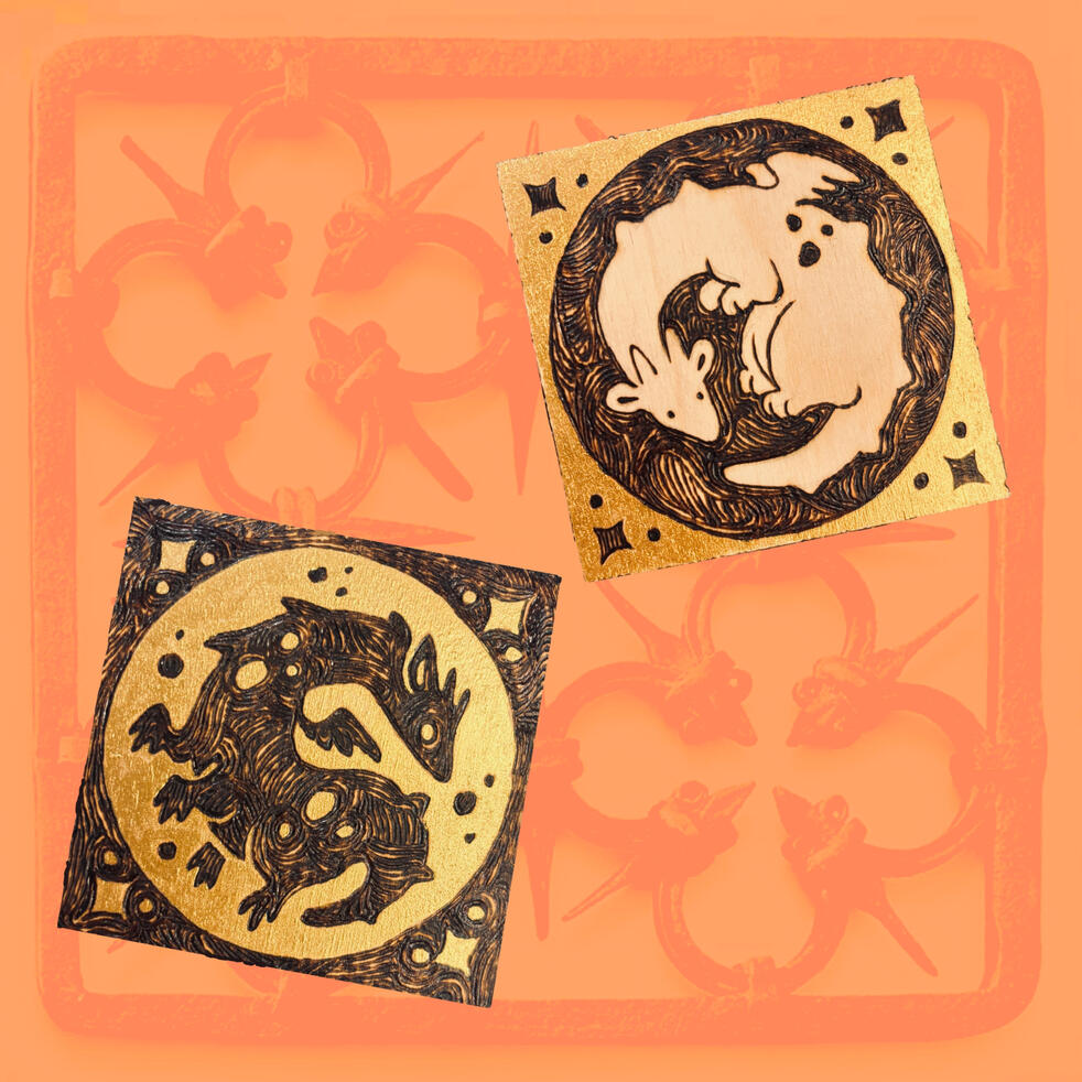 Twin Dragons - Wooden plaques