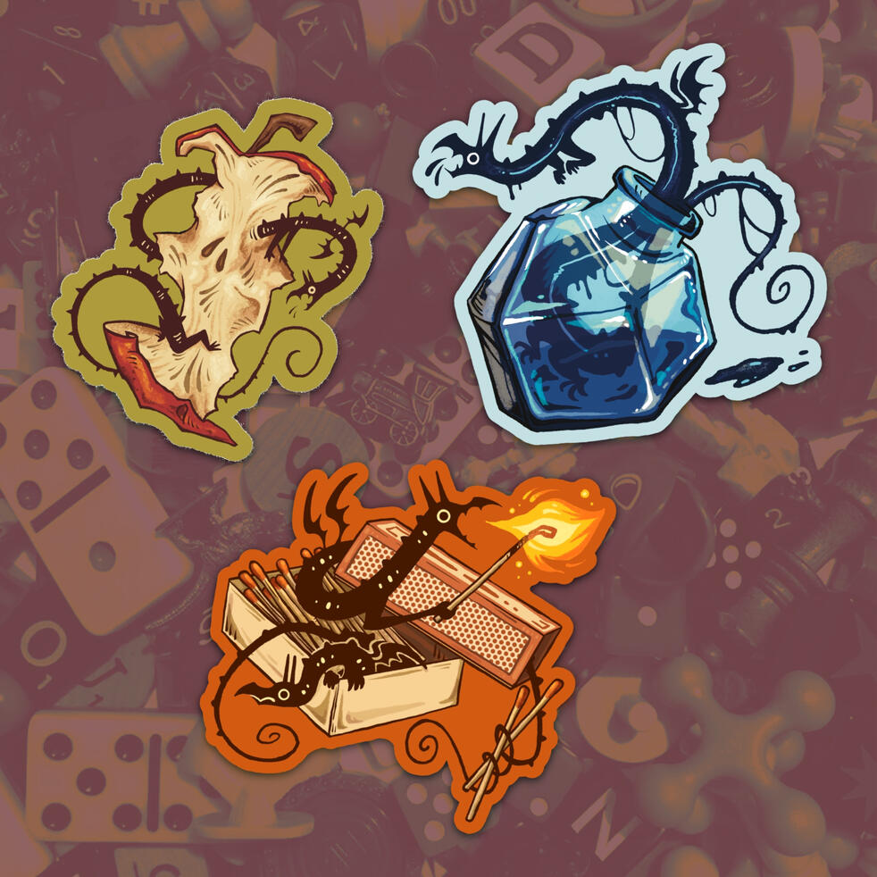 Tiny Dragon Trio - 3" stickers